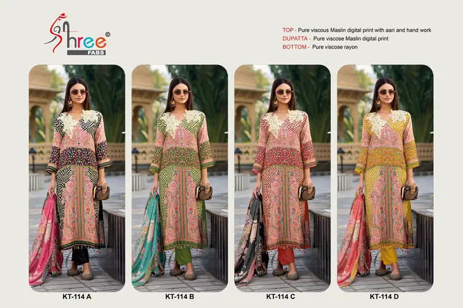 Kt 114 By Shree Fabs Maslin Digital Printed Salwar Suits Exporters In India